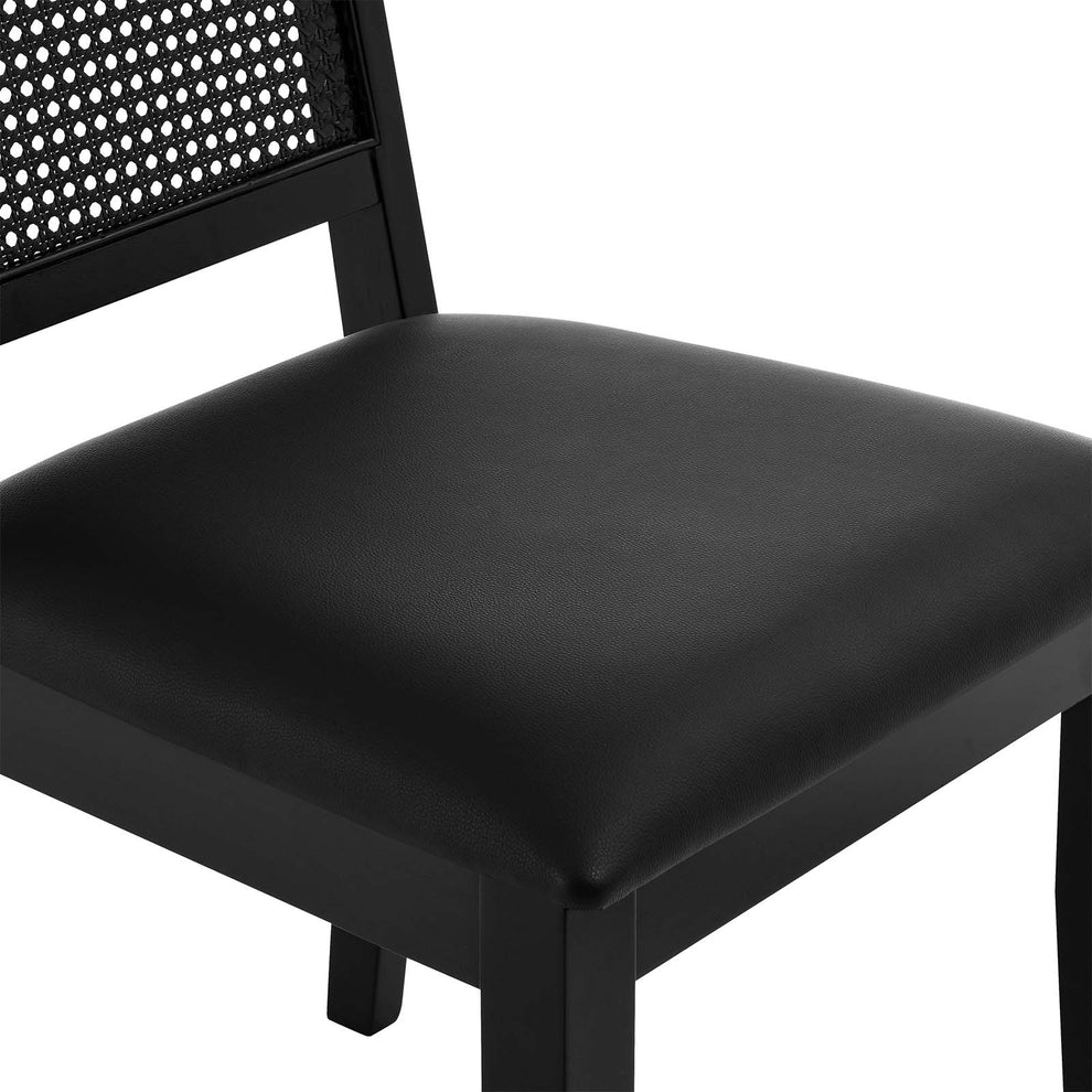 Arlo Vegan Leather Upholstered Faux Rattan and Wood Dining Side Chairs - Set of 2 By Modway - EEI-6802 | Dining Chairs | Modishstore - 7