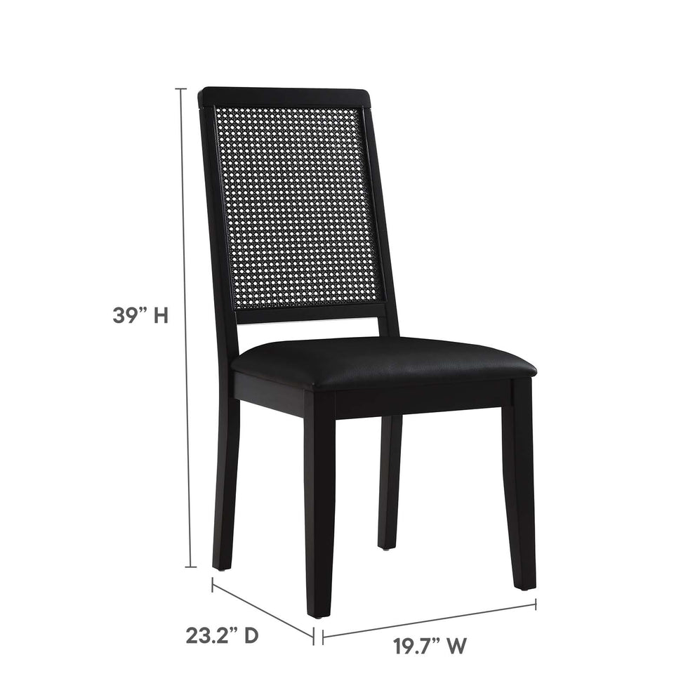 Arlo Vegan Leather Upholstered Faux Rattan and Wood Dining Side Chairs - Set of 2 By Modway - EEI-6802 | Dining Chairs | Modishstore - 8