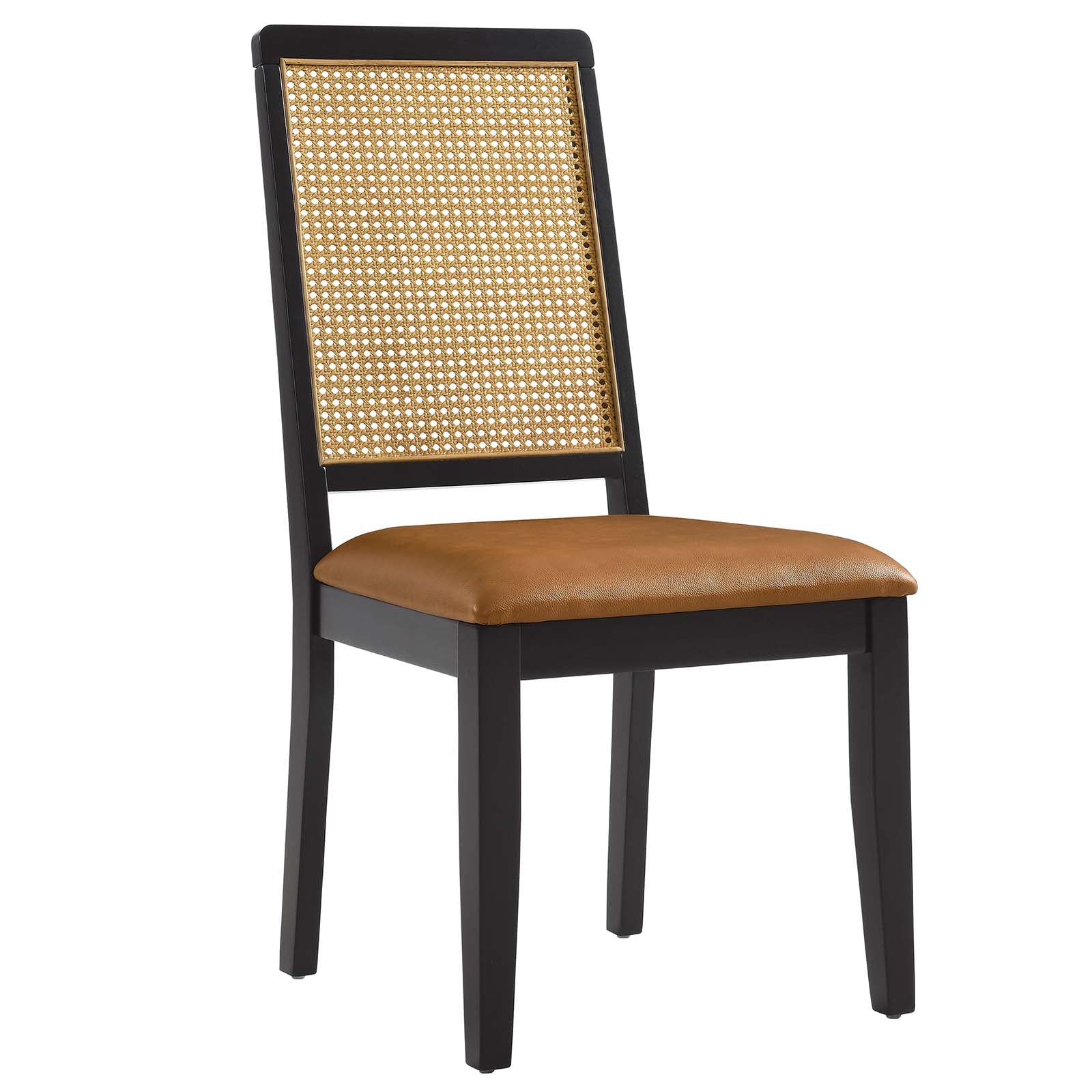 Arlo Vegan Leather Upholstered Faux Rattan and Wood Dining Side Chairs - Set of 2 By Modway - EEI-6802 | Dining Chairs | Modishstore - 12