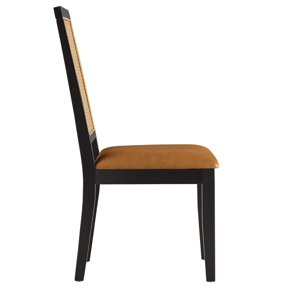 Arlo Vegan Leather Upholstered Faux Rattan and Wood Dining Side Chairs - Set of 2 By Modway - EEI-6802 | Dining Chairs | Modishstore - 13
