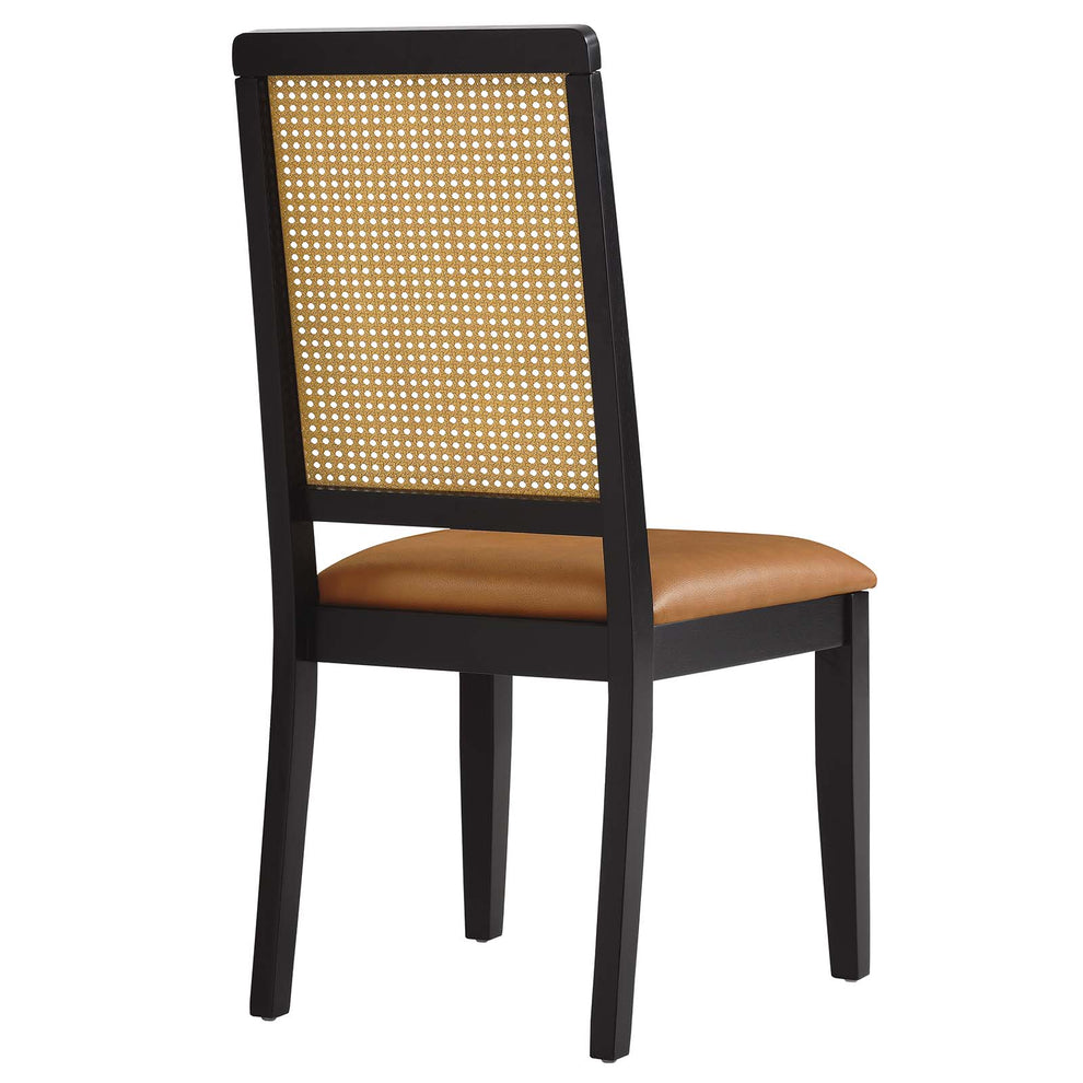 Arlo Vegan Leather Upholstered Faux Rattan and Wood Dining Side Chairs - Set of 2 By Modway - EEI-6802 | Dining Chairs | Modishstore - 14