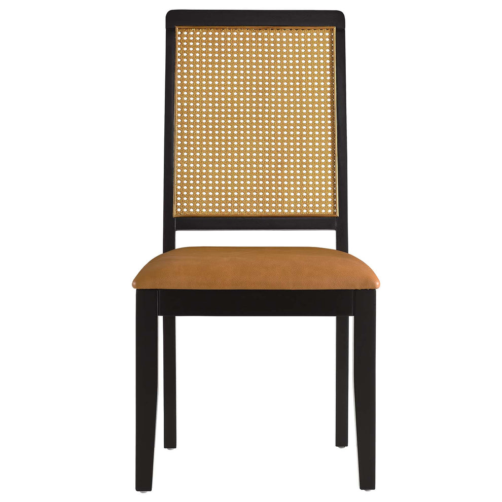 Arlo Vegan Leather Upholstered Faux Rattan and Wood Dining Side Chairs - Set of 2 By Modway - EEI-6802 | Dining Chairs | Modishstore - 15