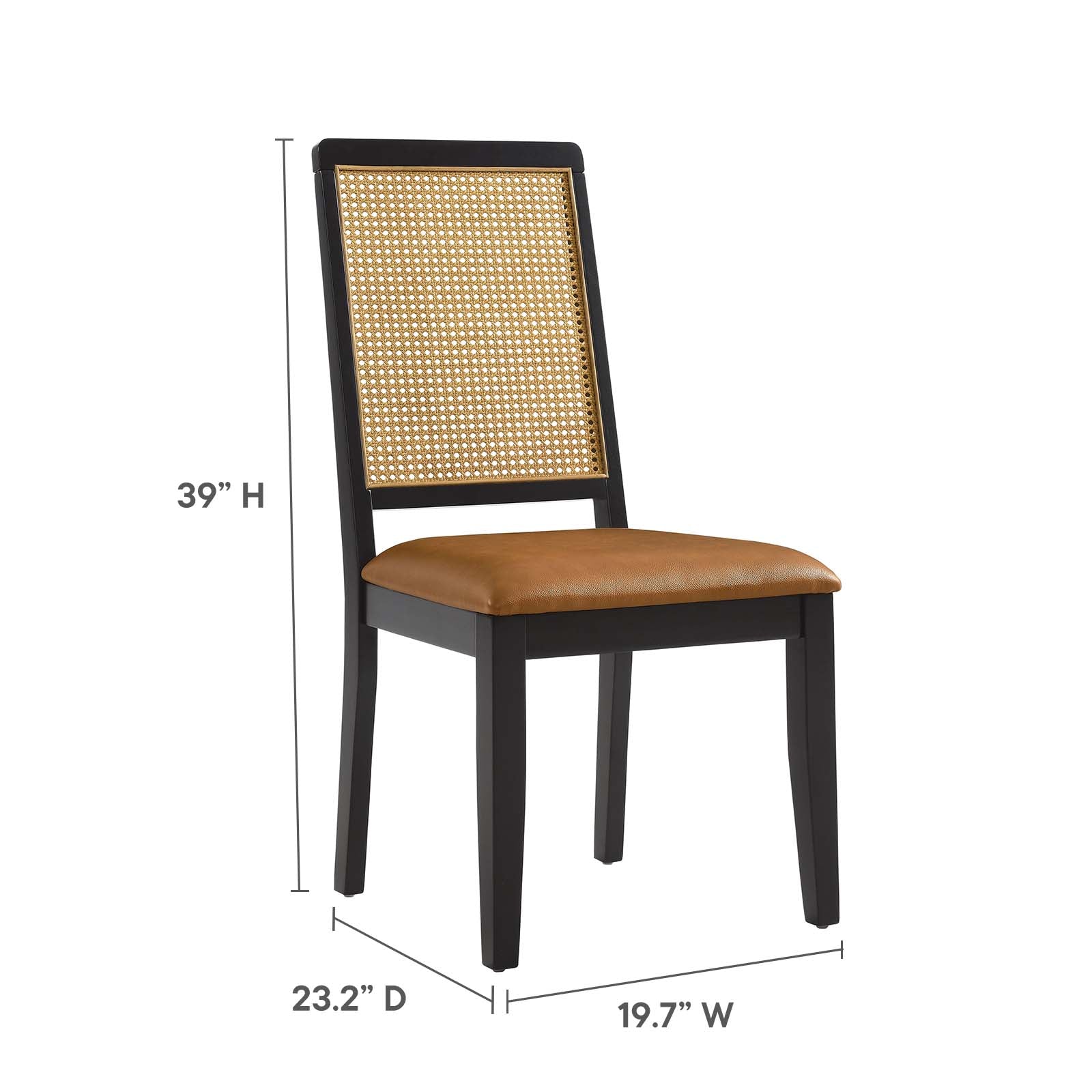 Arlo Vegan Leather Upholstered Faux Rattan and Wood Dining Side Chairs - Set of 2 By Modway - EEI-6802 | Dining Chairs | Modishstore - 17