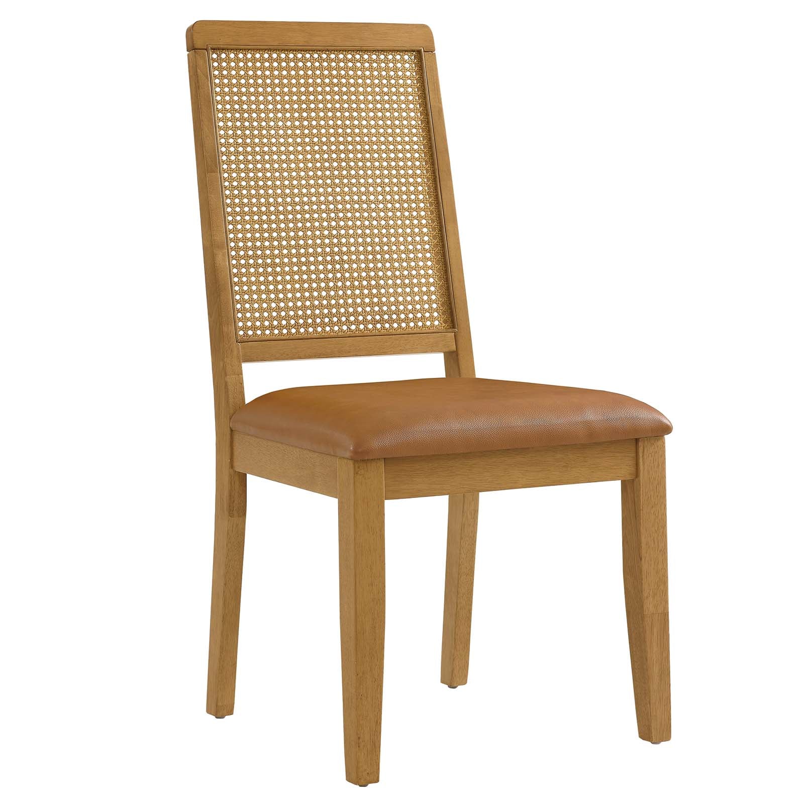 Arlo Vegan Leather Upholstered Faux Rattan and Wood Dining Side Chairs - Set of 2 By Modway - EEI-6802 | Dining Chairs | Modishstore - 21