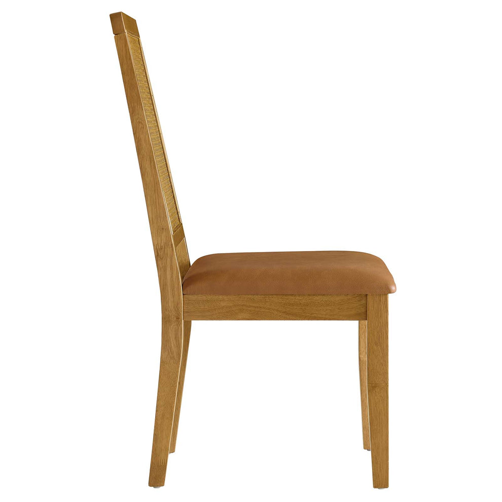 Arlo Vegan Leather Upholstered Faux Rattan and Wood Dining Side Chairs - Set of 2 By Modway - EEI-6802 | Dining Chairs | Modishstore - 22