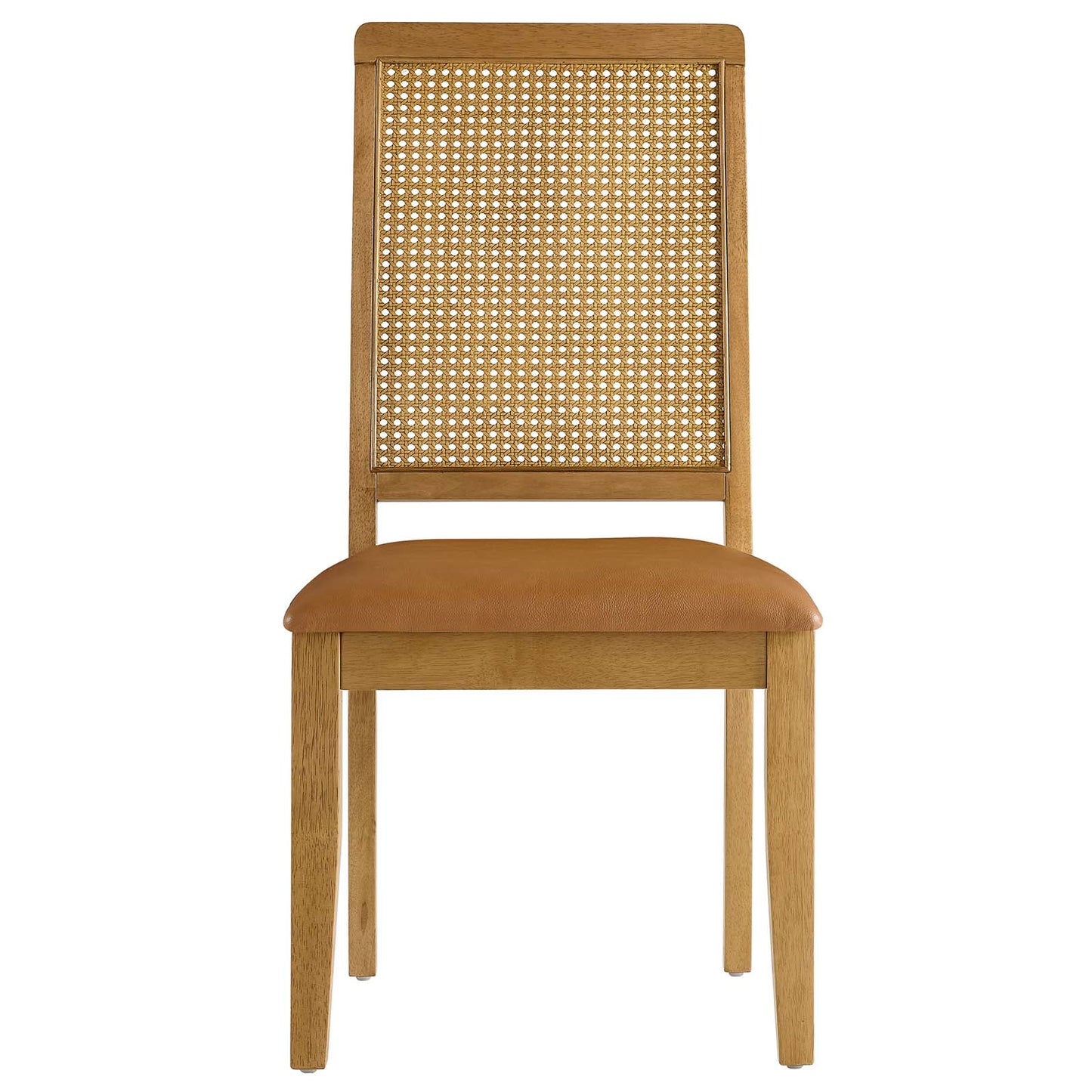 Arlo Vegan Leather Upholstered Faux Rattan and Wood Dining Side Chairs - Set of 2 By Modway - EEI-6802 | Dining Chairs | Modishstore - 24