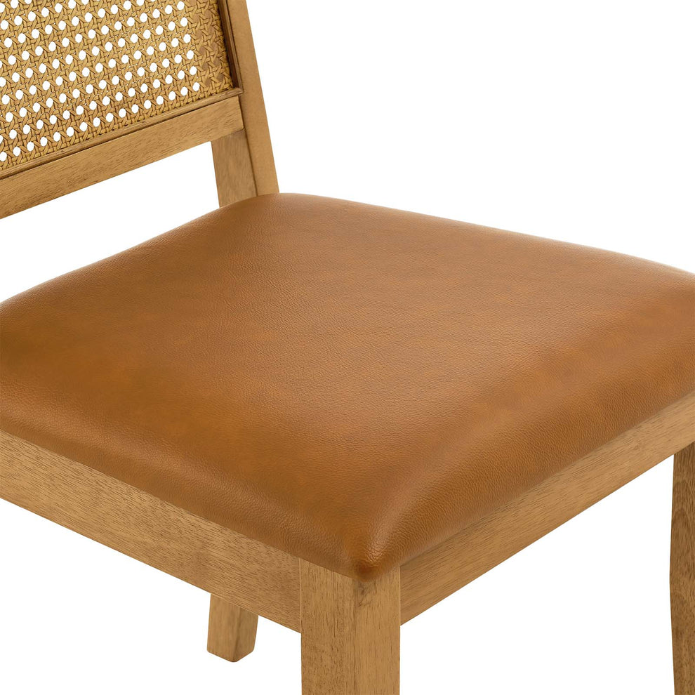 Arlo Vegan Leather Upholstered Faux Rattan and Wood Dining Side Chairs - Set of 2 By Modway - EEI-6802 | Dining Chairs | Modishstore - 25