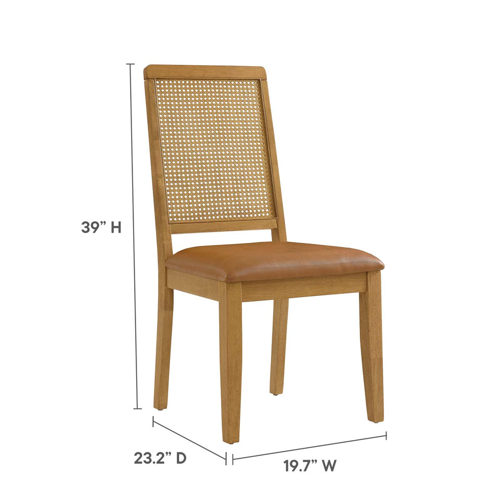 Arlo Vegan Leather Upholstered Faux Rattan and Wood Dining Side Chairs - Set of 2 By Modway - EEI-6802 | Dining Chairs | Modishstore - 26
