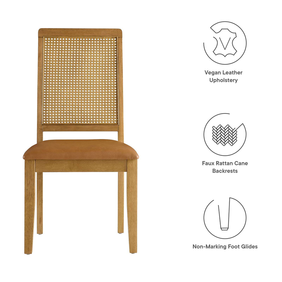 Arlo Vegan Leather Upholstered Faux Rattan and Wood Dining Side Chairs - Set of 2 By Modway - EEI-6802 | Dining Chairs | Modishstore - 27