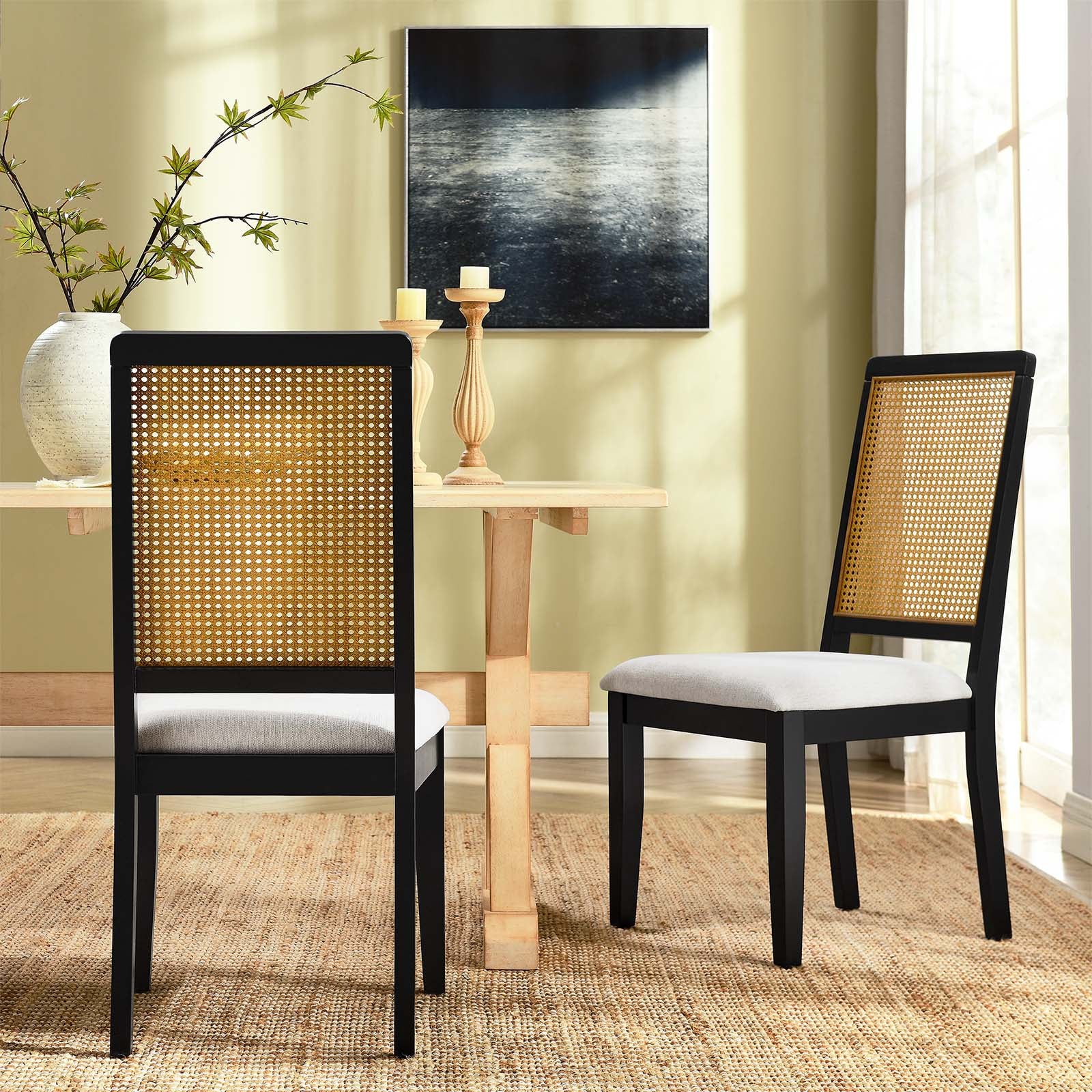Arlo Faux Rattan and Wood Dining Side Chairs - Set of 2 By Modway - EEI-6803 | Dining Chairs | Modishstore - 11