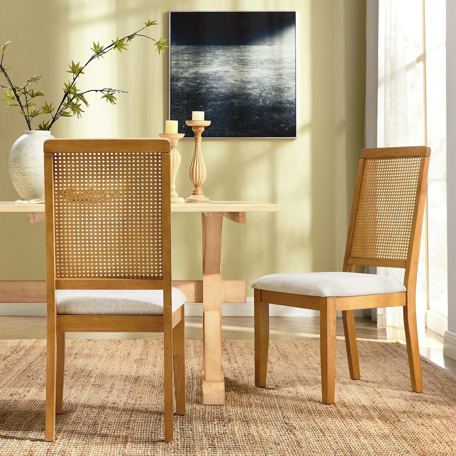 Arlo Faux Rattan and Wood Dining Side Chairs - Set of 2 By Modway - EEI-6803 | Dining Chairs | Modishstore - 20