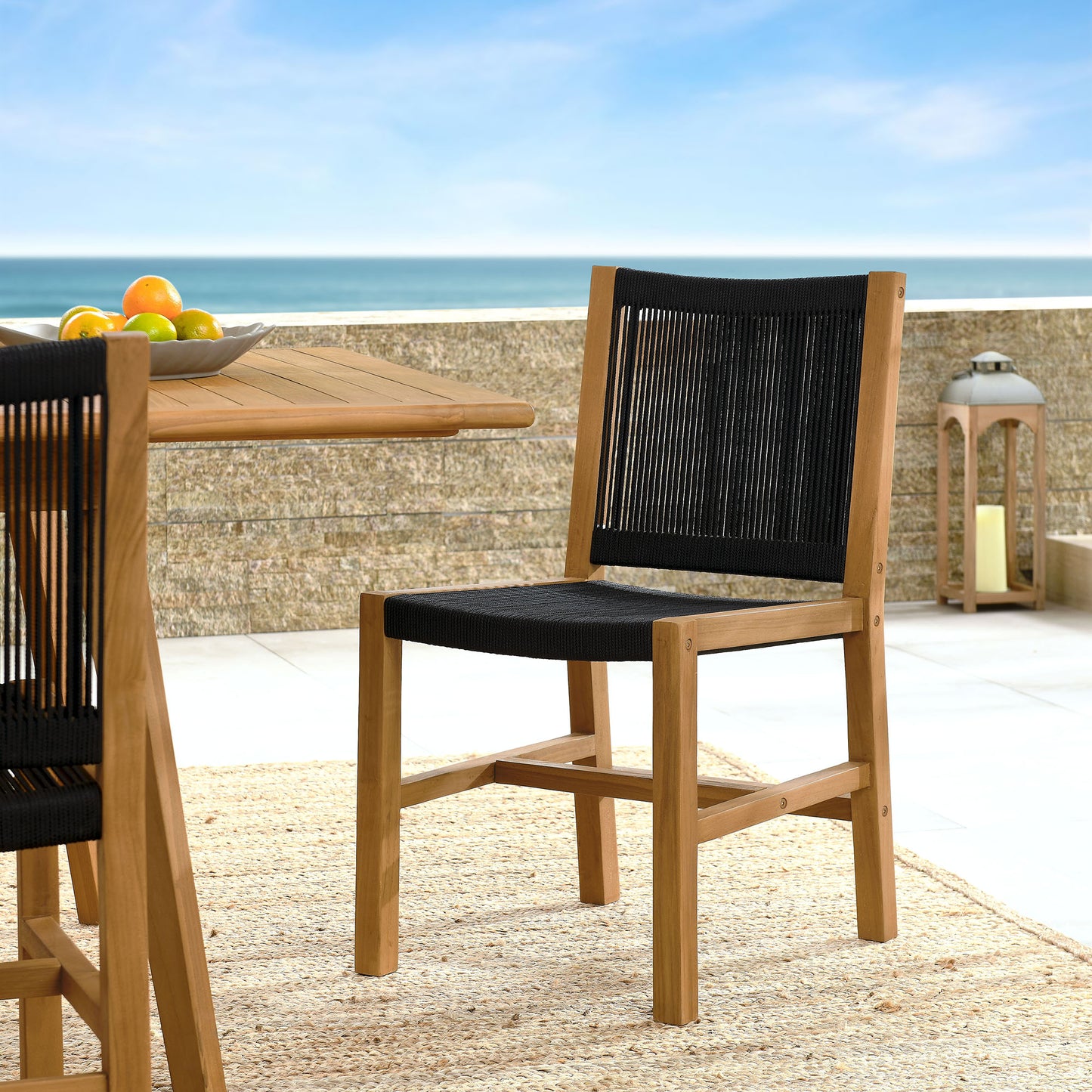 Vienna Outdoor Patio Teak and Rope Armless Dining Chairs Set of 2 by Modway | Dining Chairs | Modishstore - 1
