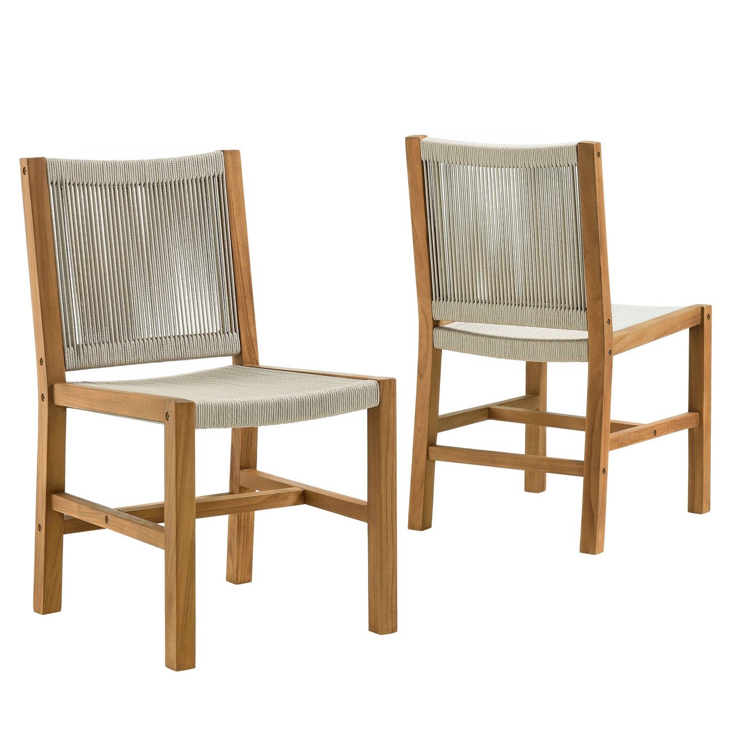 Vienna Outdoor Patio Teak and Rope Armless Dining Chairs Set of 2 by Modway | Dining Chairs | Modishstore - 11