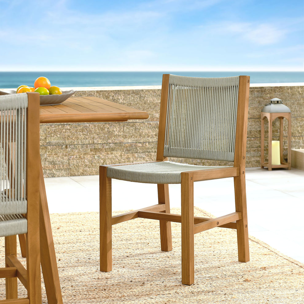 Vienna Outdoor Patio Teak and Rope Armless Dining Chairs Set of 2 by Modway | Dining Chairs | Modishstore - 18