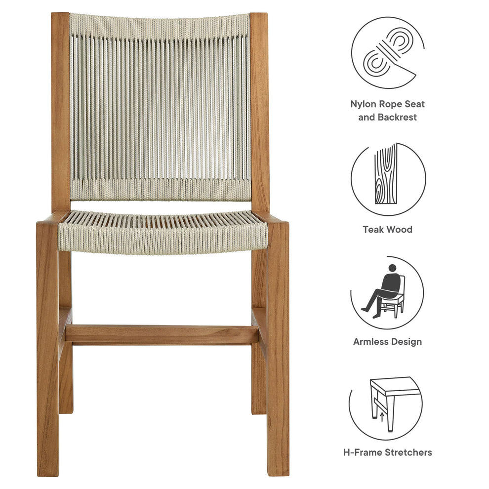 Vienna Outdoor Patio Teak and Rope Armless Dining Chairs Set of 2 by Modway | Dining Chairs | Modishstore - 19