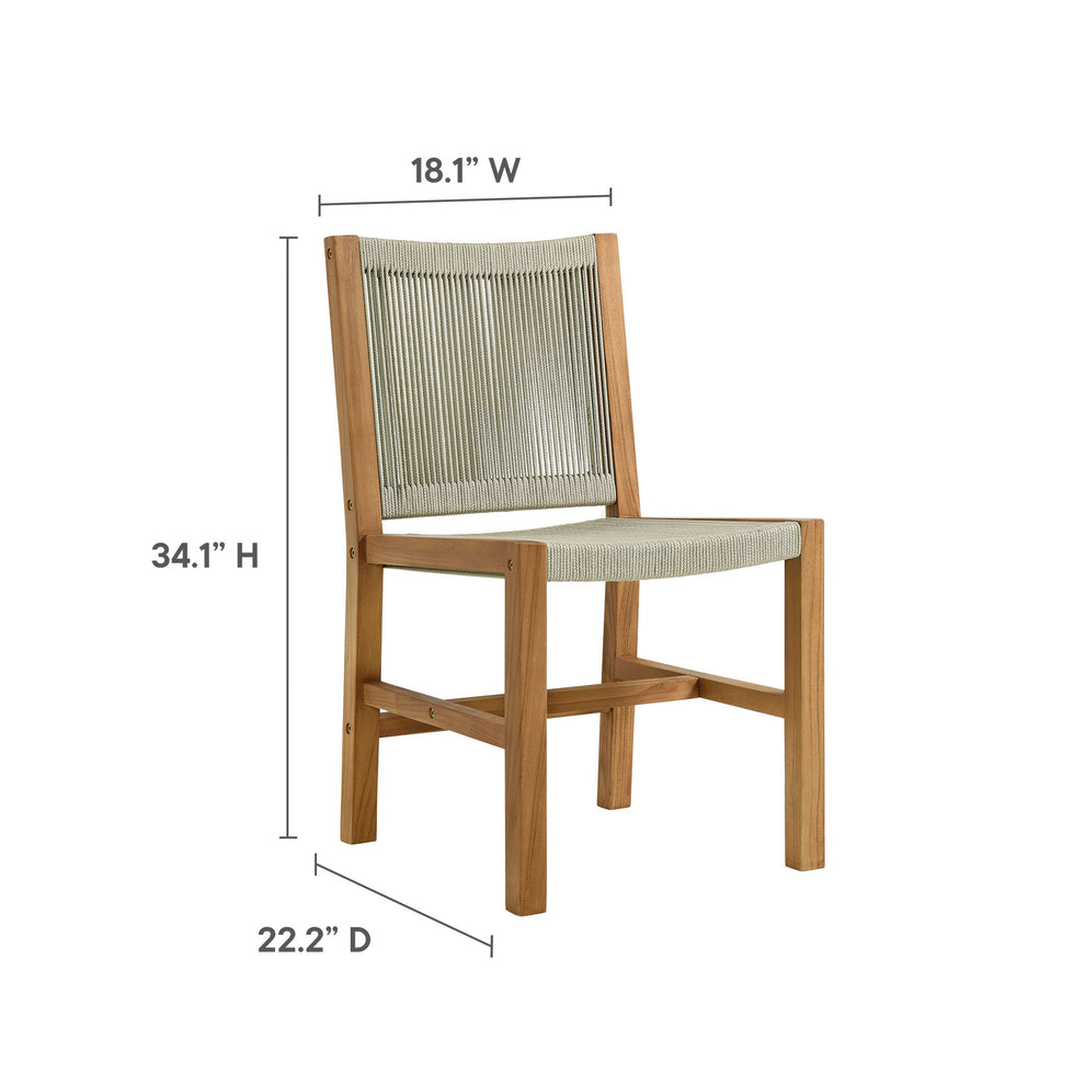 Vienna Outdoor Patio Teak and Rope Armless Dining Chairs Set of 2 by Modway | Dining Chairs | Modishstore - 20