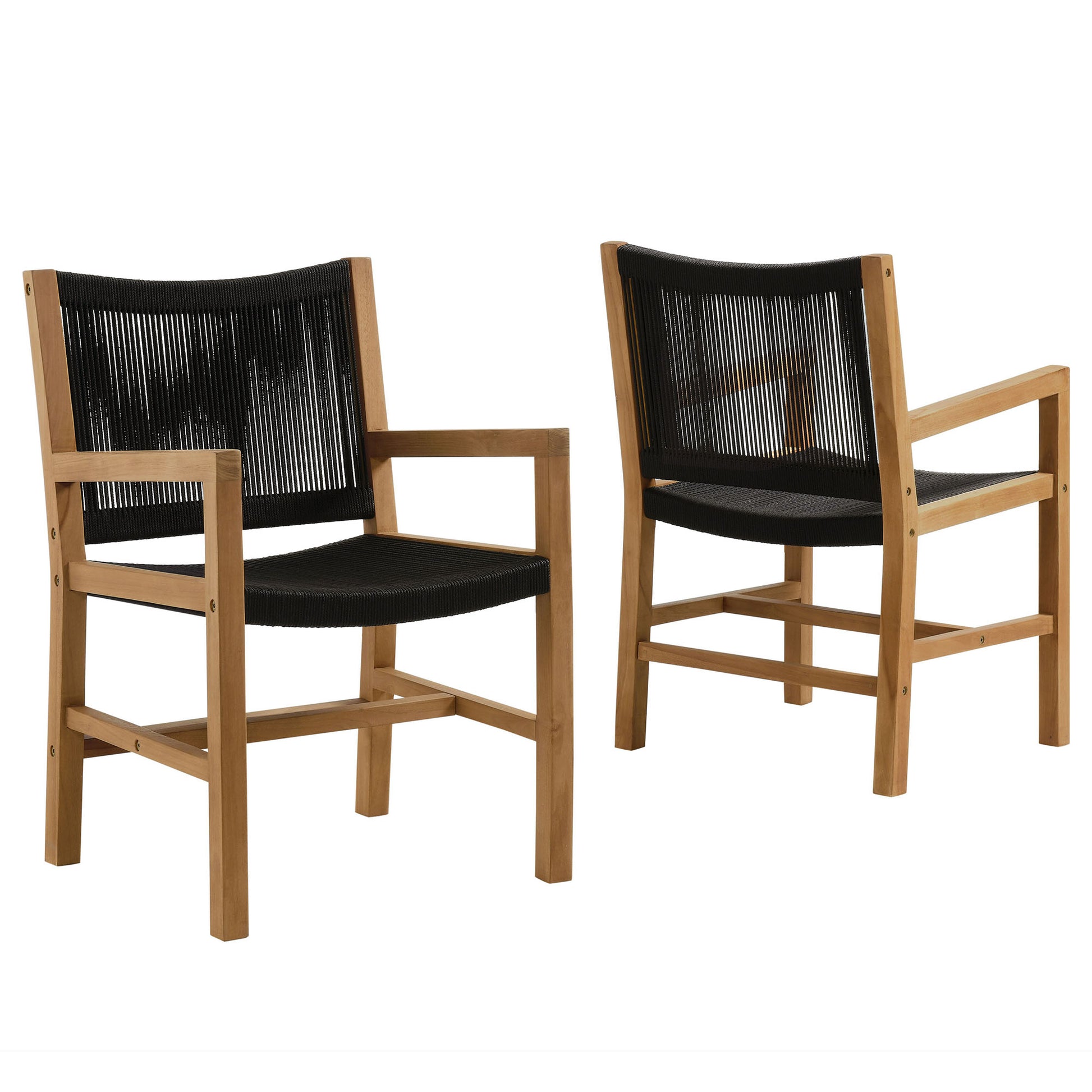 Vienna Outdoor Patio Teak and Rope Dining Armchairs Set of 2 by Modway | Armchairs | Modishstore - 2