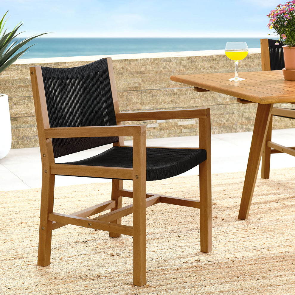 Vienna Outdoor Patio Teak and Rope Dining Armchairs Set of 2 by Modway | Armchairs | Modishstore - 1