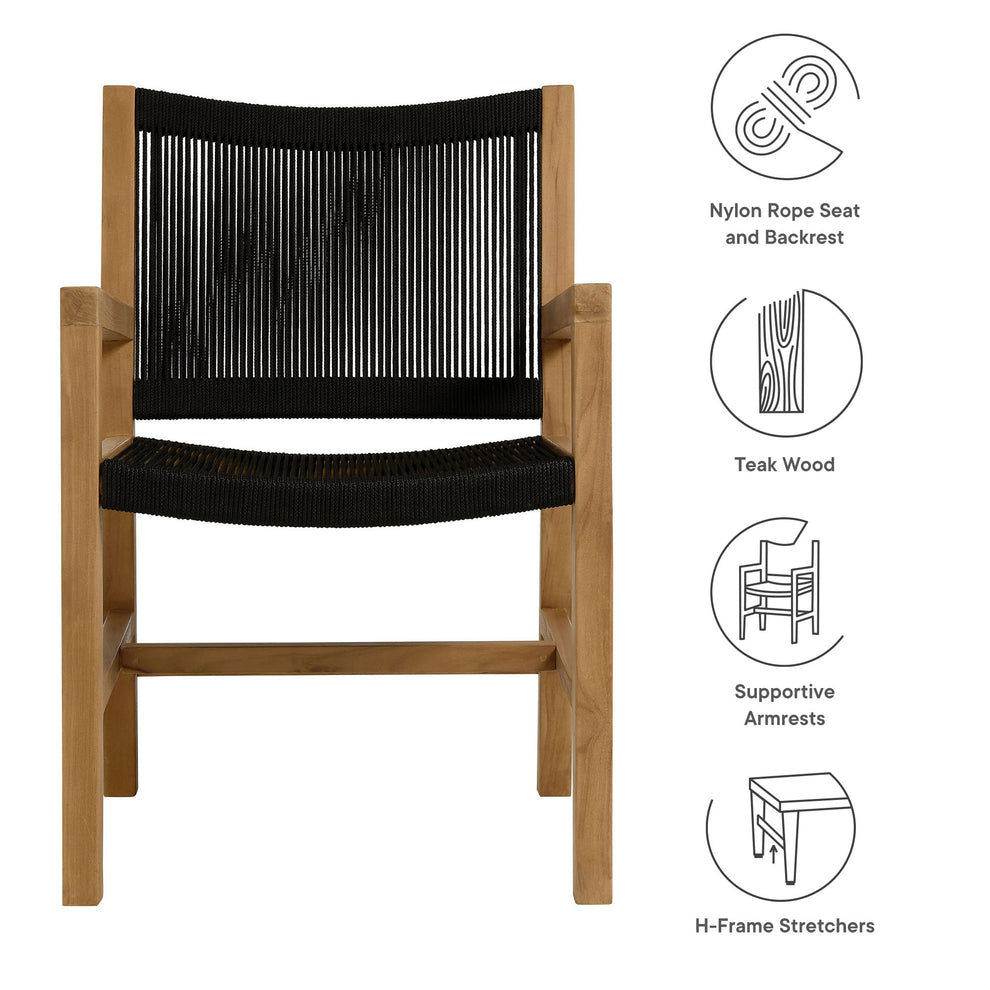 Vienna Outdoor Patio Teak and Rope Dining Armchairs Set of 2 by Modway | Armchairs | Modishstore - 9