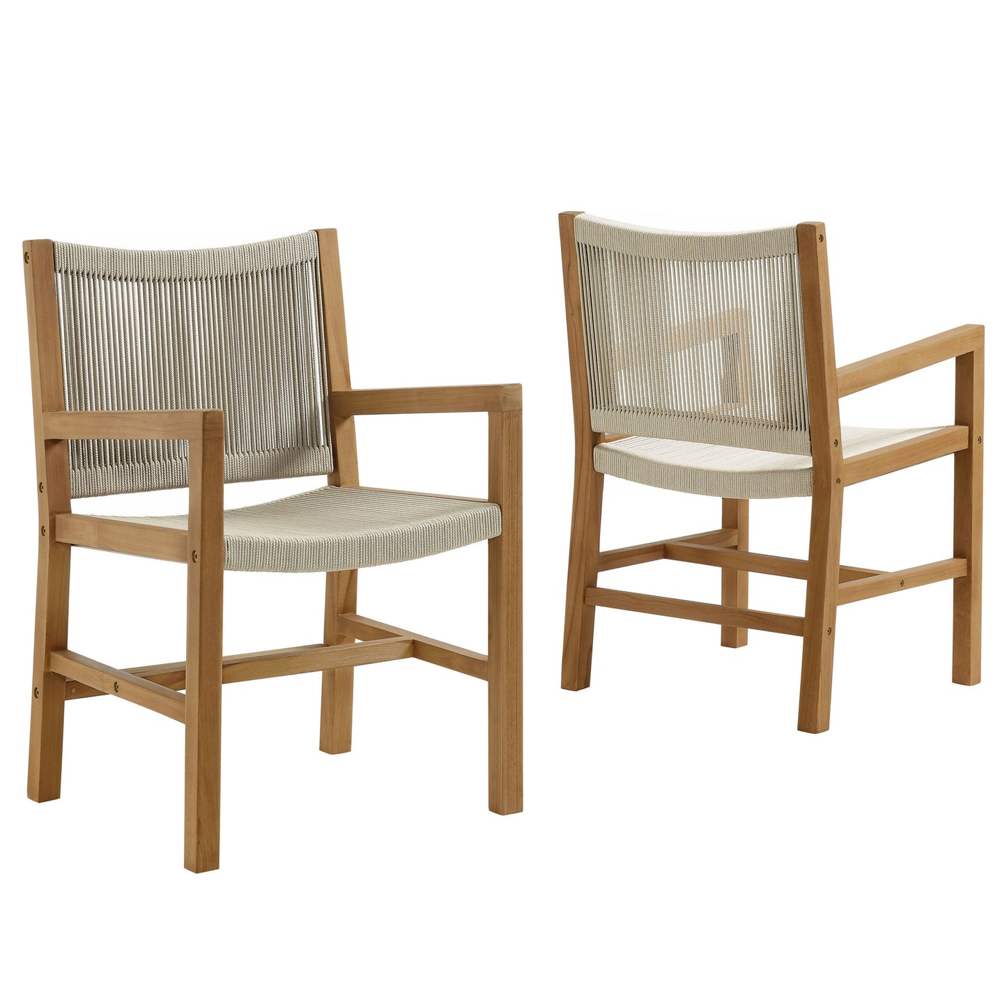 Vienna Outdoor Patio Teak and Rope Dining Armchairs Set of 2 by Modway | Armchairs | Modishstore - 11