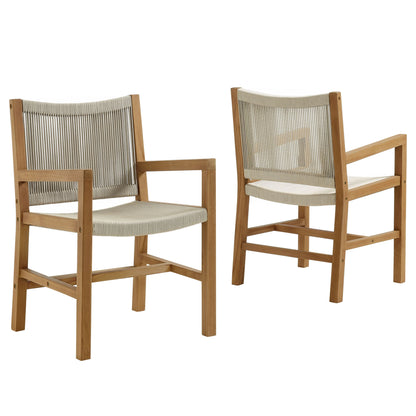 Vienna Outdoor Patio Teak and Rope Dining Armchairs Set of 2 by Modway | Armchairs | Modishstore - 11