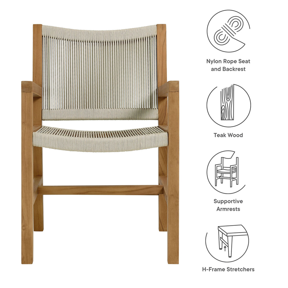 Vienna Outdoor Patio Teak and Rope Dining Armchairs Set of 2 by Modway | Armchairs | Modishstore - 19