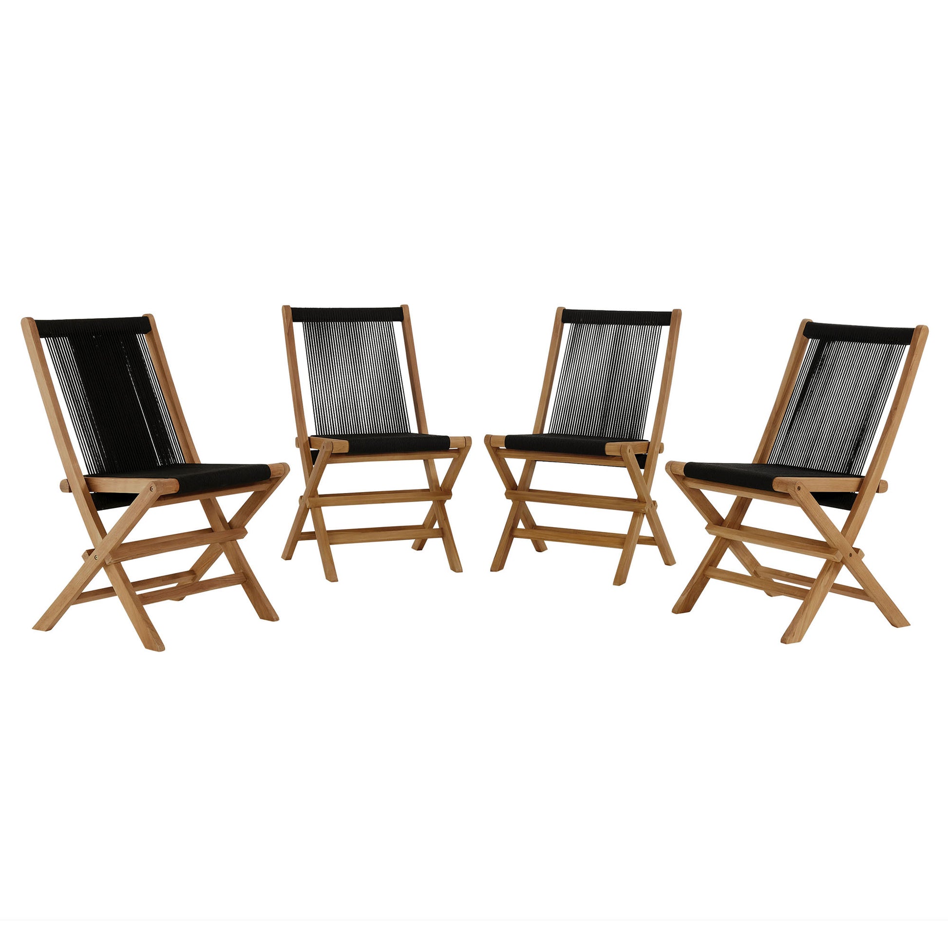 Vienna Outdoor Patio Teak and Rope Folding Chairs Set of 4 by Modway | Outdoor Chairs | Modishstore - 2