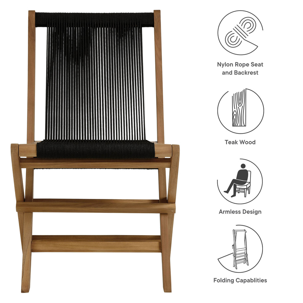 Vienna Outdoor Patio Teak and Rope Folding Chairs Set of 4 by Modway | Outdoor Chairs | Modishstore - 10