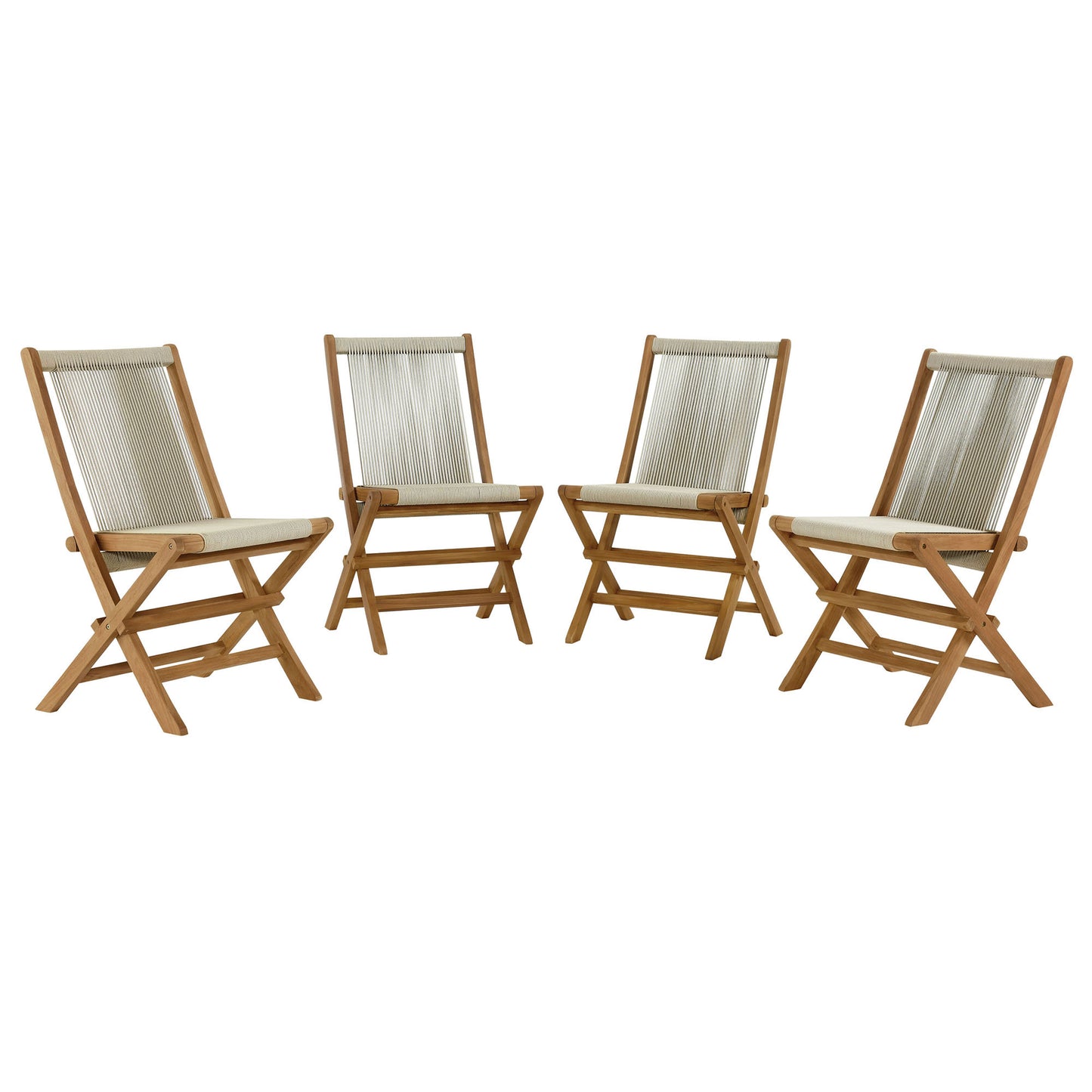 Vienna Outdoor Patio Teak and Rope Folding Chairs Set of 4 by Modway | Outdoor Chairs | Modishstore - 12