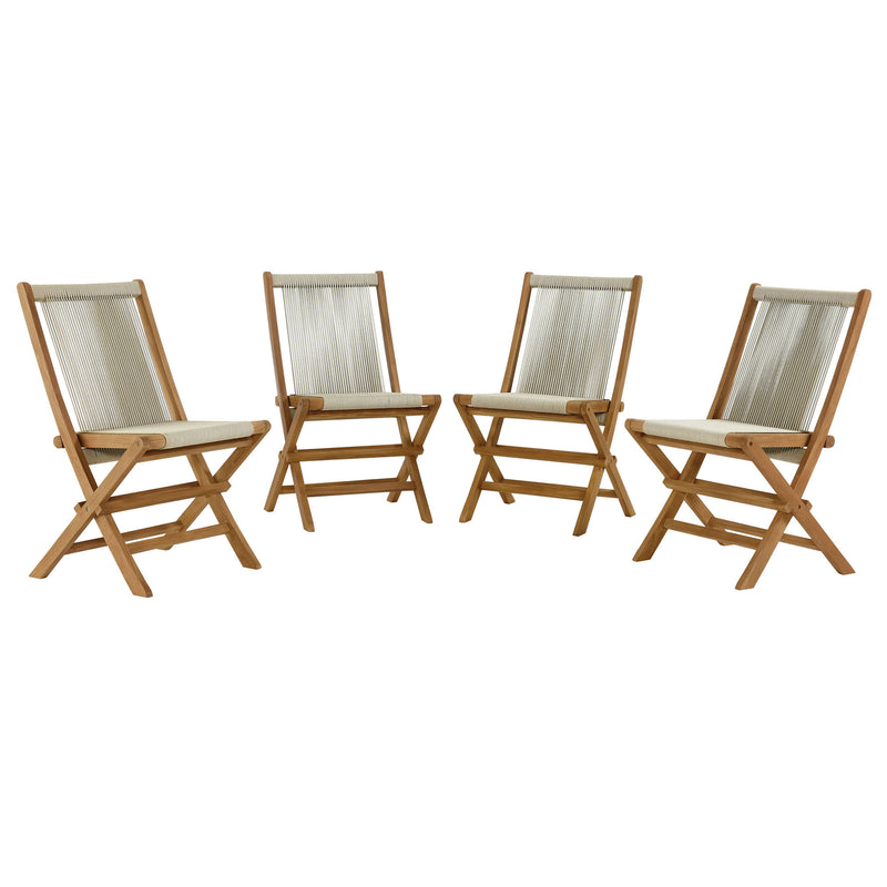 Vienna Outdoor Patio Teak and Rope Folding Chairs Set of 4 by Modway | Outdoor Chairs | Modishstore - 12