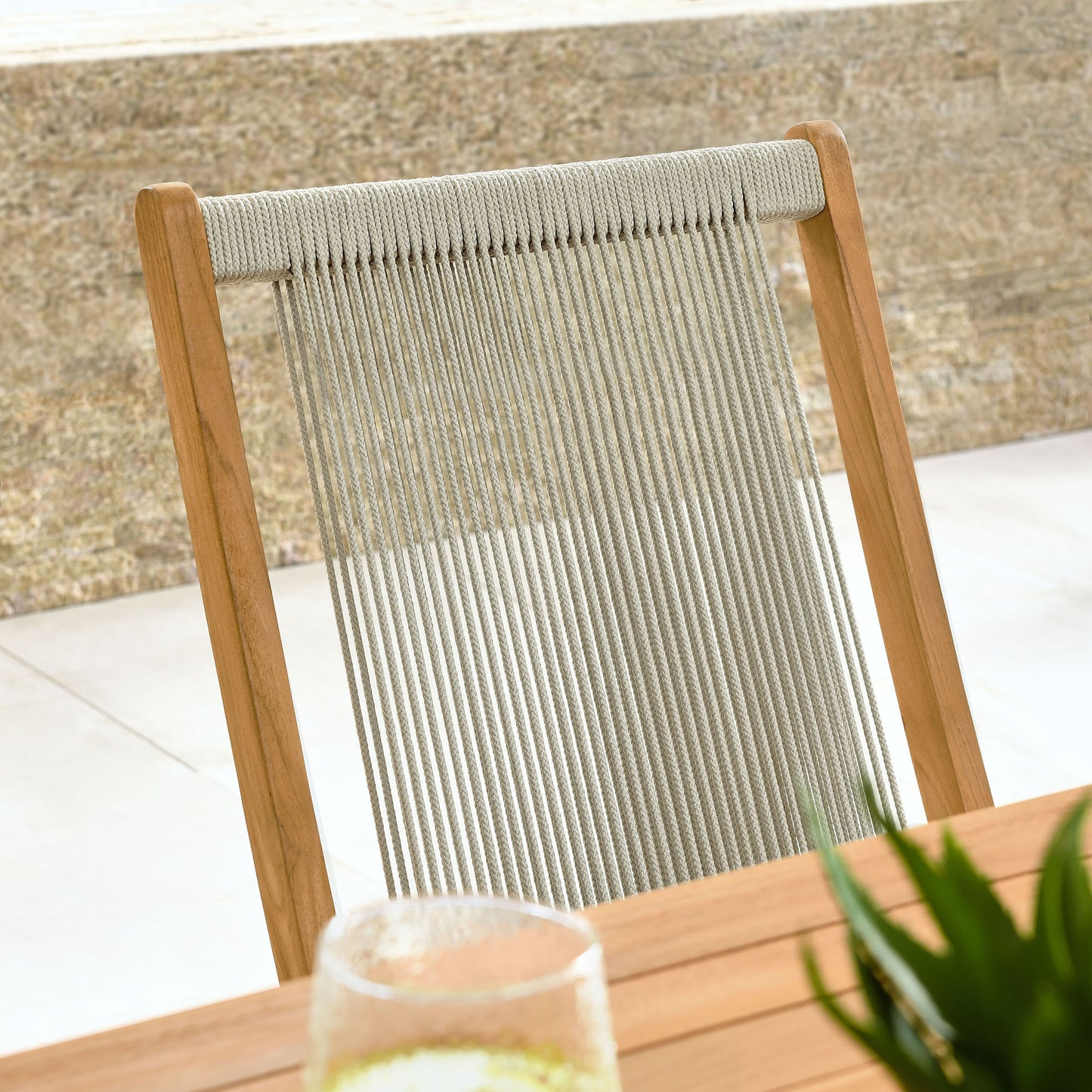 Vienna Outdoor Patio Teak and Rope Folding Chairs Set of 4 by Modway | Outdoor Chairs | Modishstore - 19