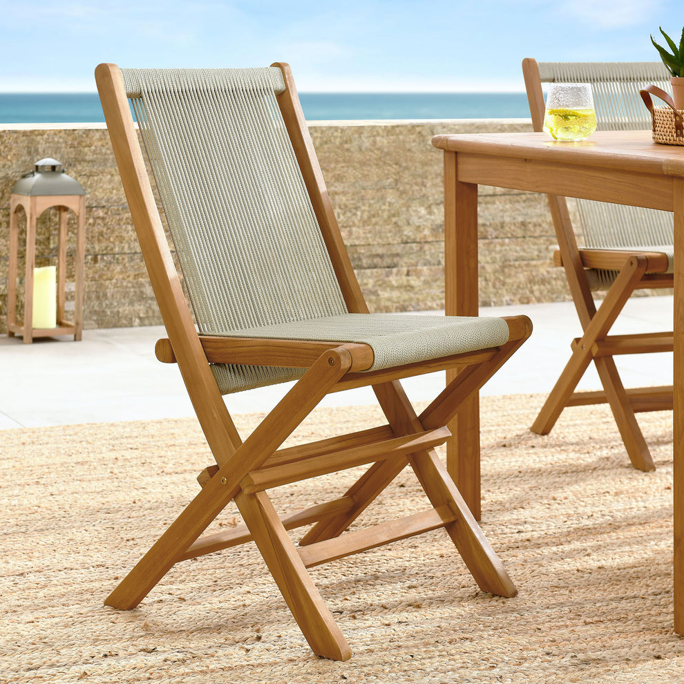 Vienna Outdoor Patio Teak and Rope Folding Chairs Set of 4 by Modway | Outdoor Chairs | Modishstore - 20