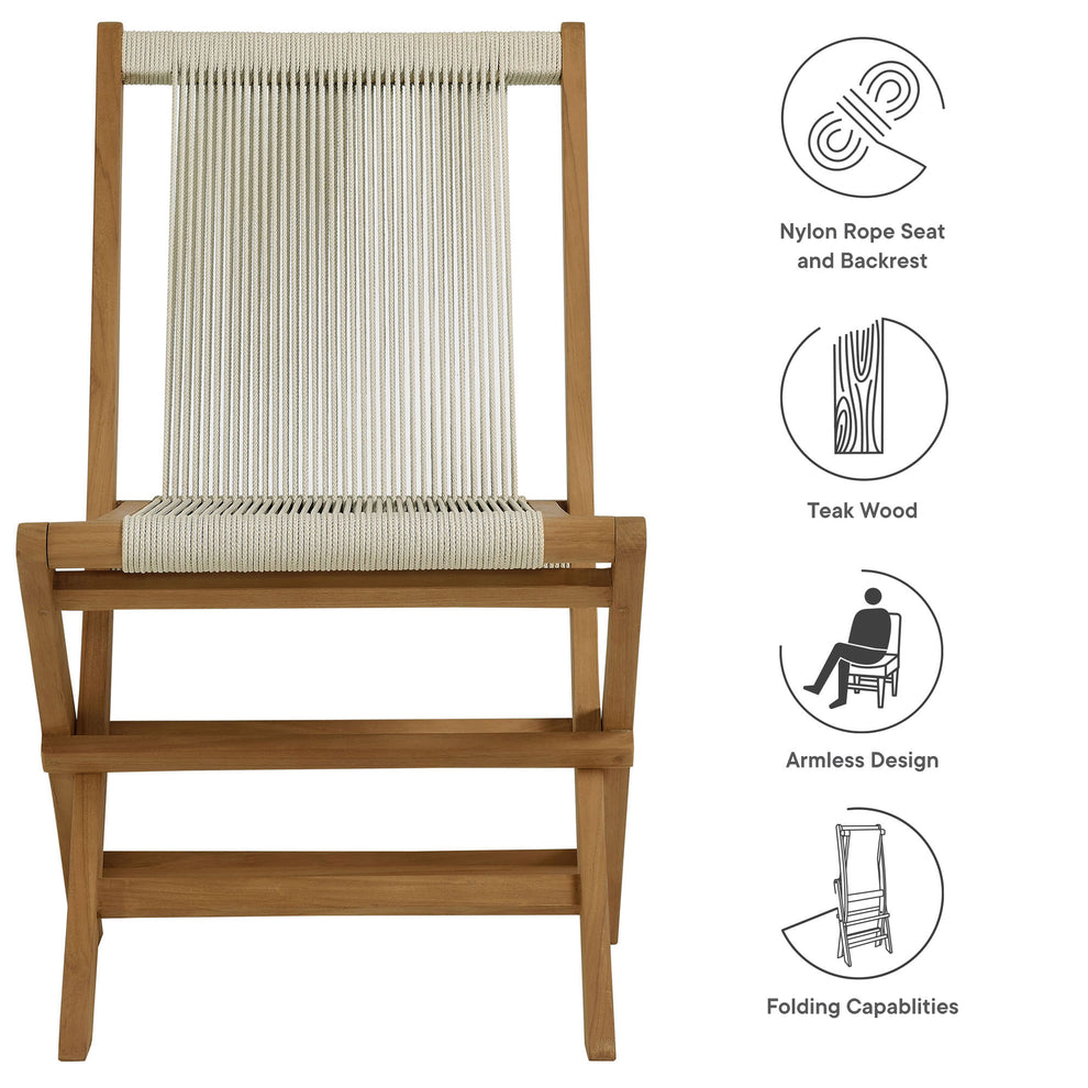 Vienna Outdoor Patio Teak and Rope Folding Chairs Set of 4 by Modway | Outdoor Chairs | Modishstore - 21