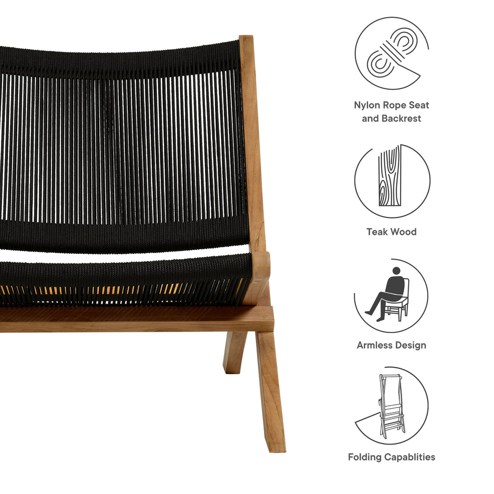 Vienna Outdoor Patio Teak and Rope Folding Accent Lounge Chair by Modway | Outdoor Chairs | Modishstore - 9