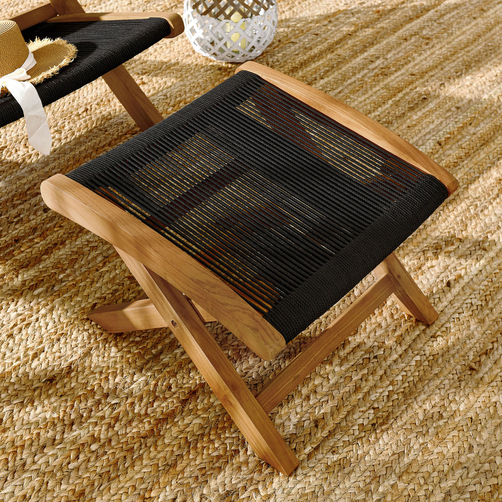 Vienna Outdoor Patio Teak and Rope Folding Ottoman by Modway | Outdoor Chairs | Modishstore - 1