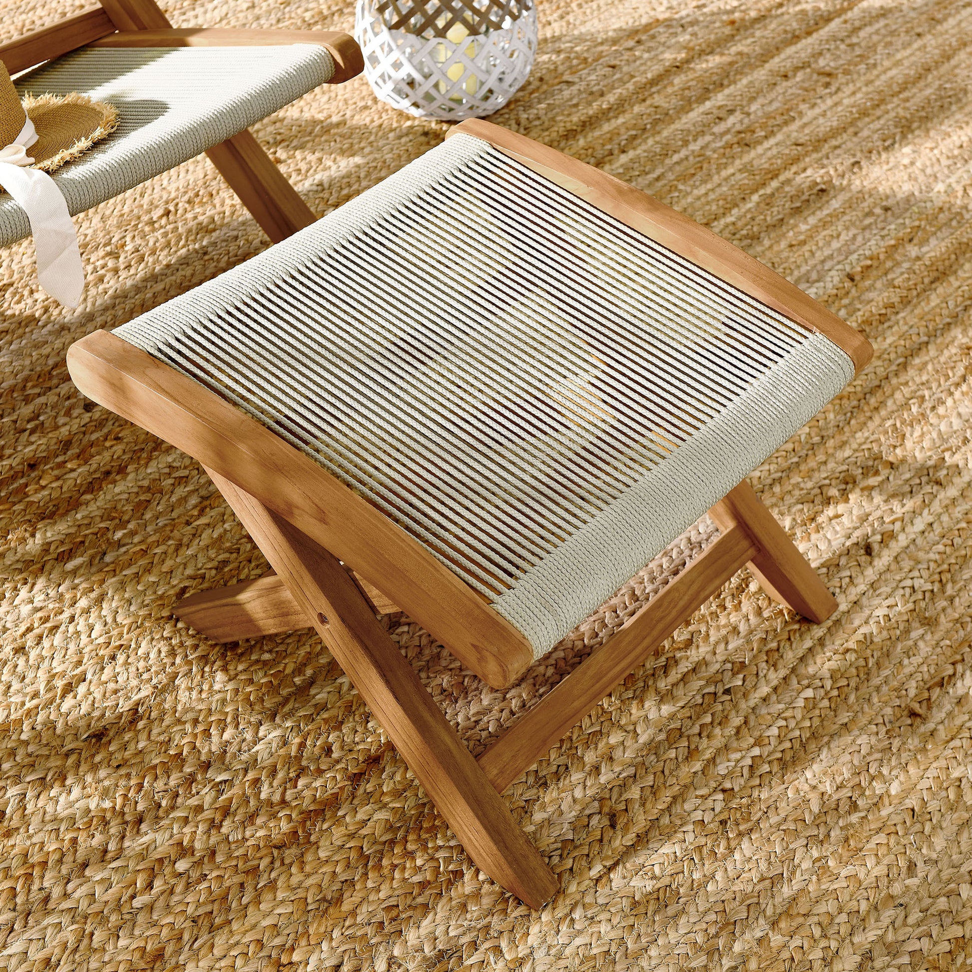 Vienna Outdoor Patio Teak and Rope Folding Ottoman by Modway | Outdoor Chairs | Modishstore - 16