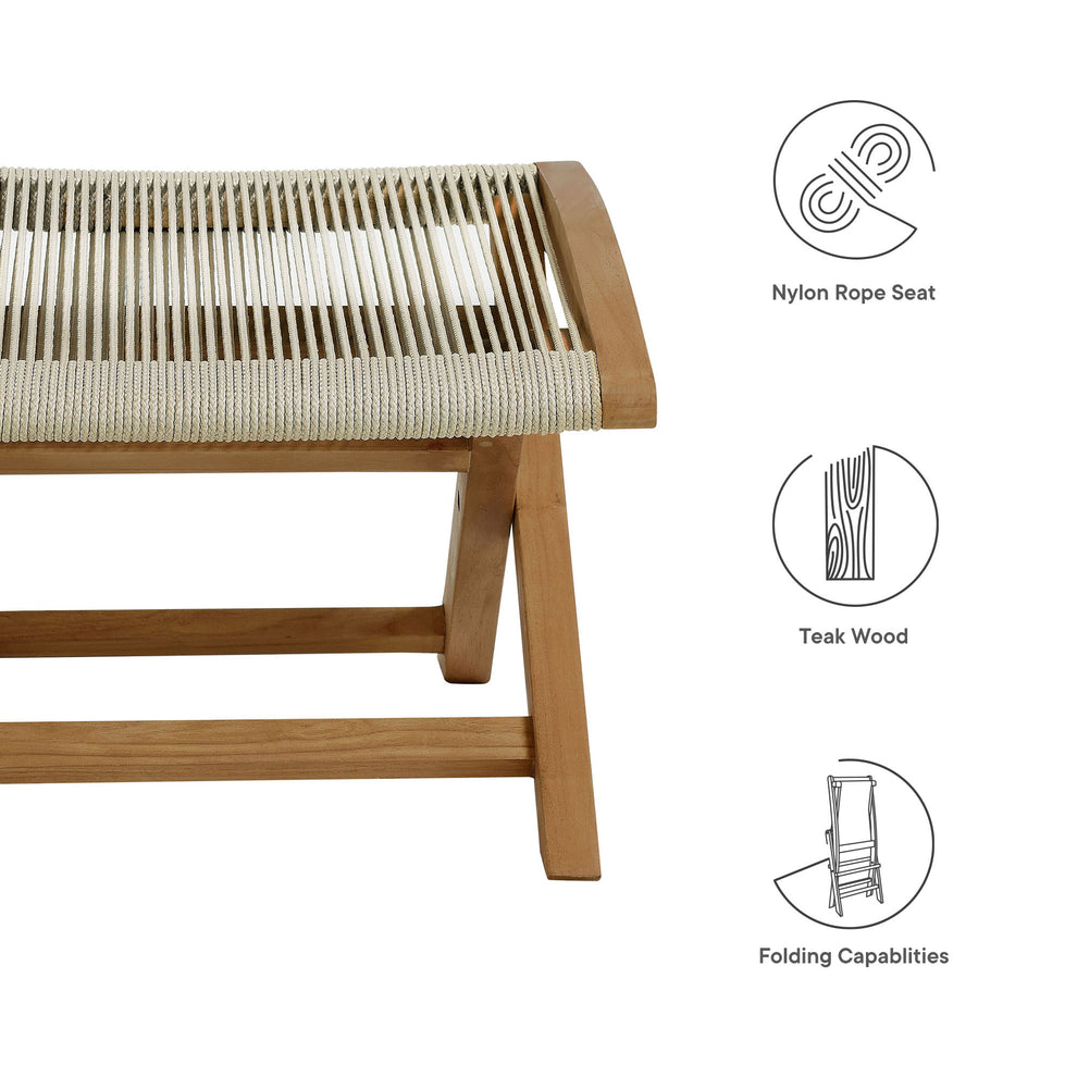Vienna Outdoor Patio Teak and Rope Folding Ottoman by Modway | Outdoor Chairs | Modishstore - 17