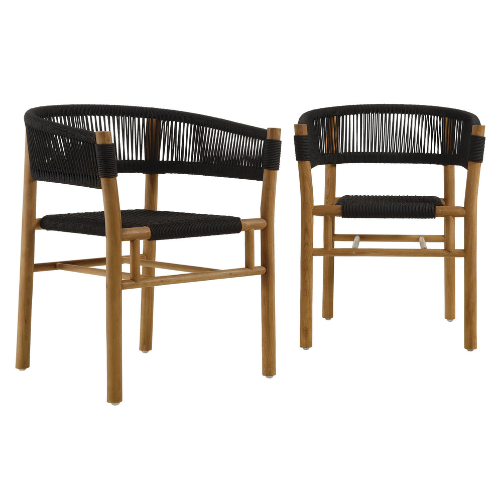 Vienna Outdoor Patio Teak and Rope Curved-Back Dining Armchairs Set of 2 by Modway | Armchairs | Modishstore - 2