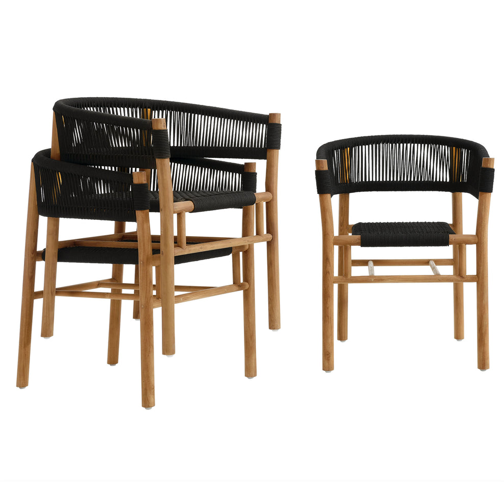 Vienna Outdoor Patio Teak and Rope Curved-Back Dining Armchairs Set of 2 by Modway | Armchairs | Modishstore - 7