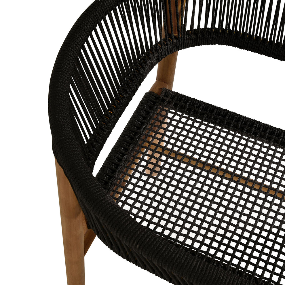 Vienna Outdoor Patio Teak and Rope Curved-Back Dining Armchairs Set of 2 by Modway | Armchairs | Modishstore - 8