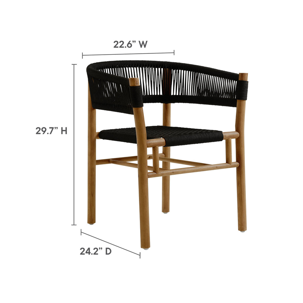 Vienna Outdoor Patio Teak and Rope Curved-Back Dining Armchairs Set of 2 by Modway | Armchairs | Modishstore - 11
