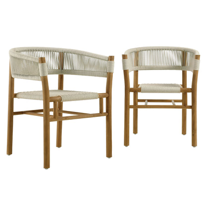 Vienna Outdoor Patio Teak and Rope Curved-Back Dining Armchairs Set of 2 by Modway | Armchairs | Modishstore - 12