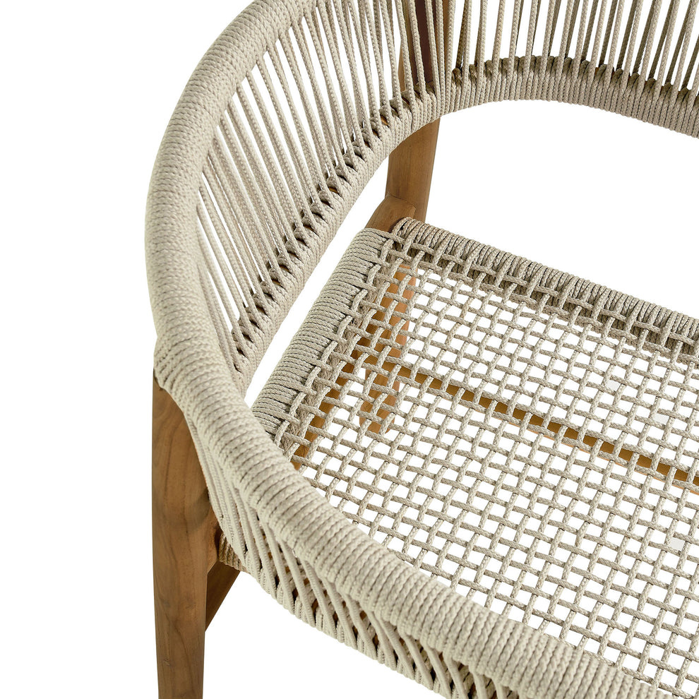 Vienna Outdoor Patio Teak and Rope Curved-Back Dining Armchairs Set of 2 by Modway | Armchairs | Modishstore - 18