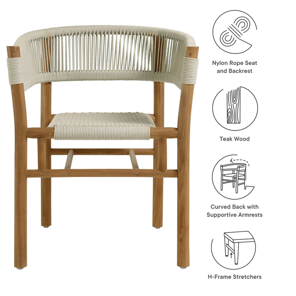 Vienna Outdoor Patio Teak and Rope Curved-Back Dining Armchairs Set of 2 by Modway | Armchairs | Modishstore - 21