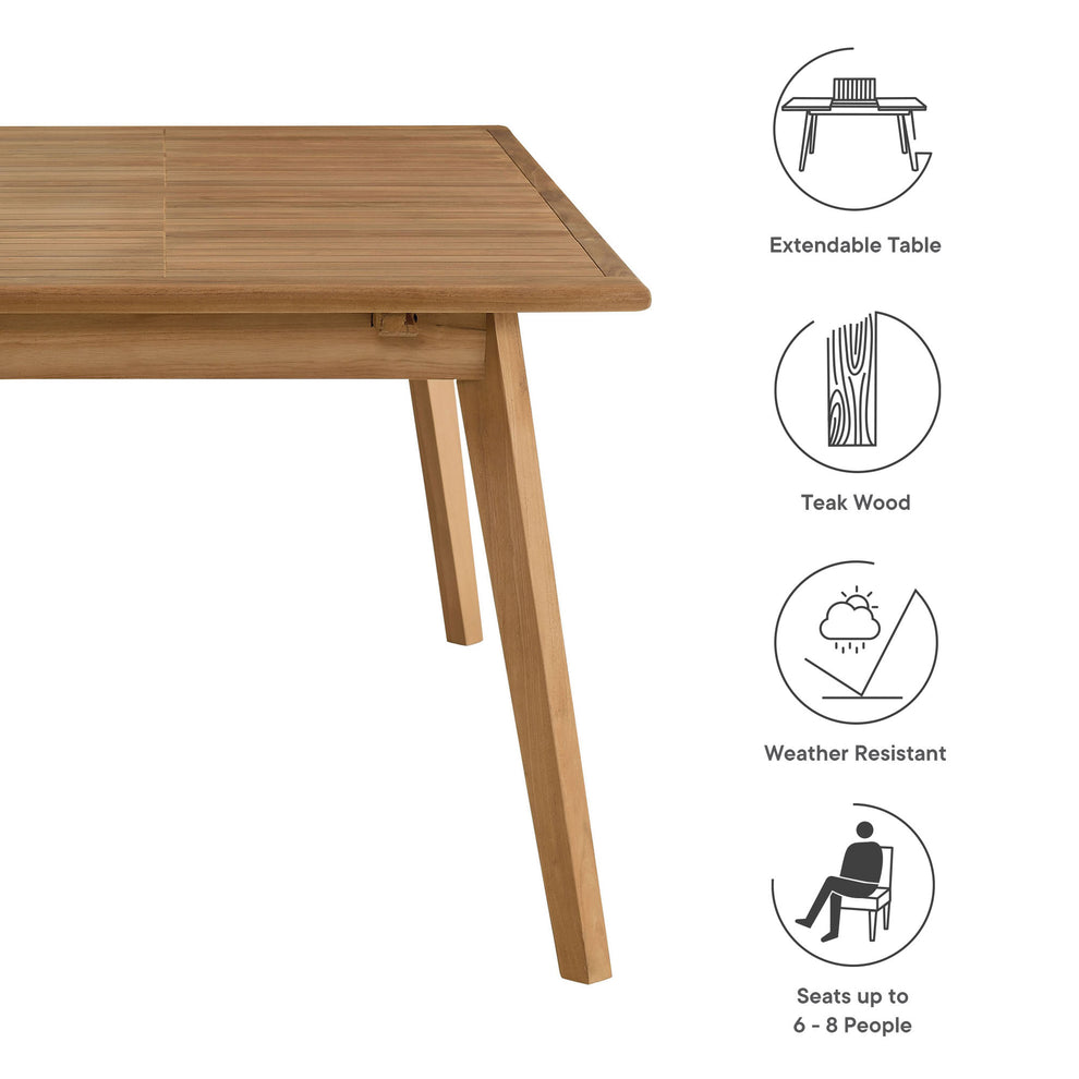 Vienna Outdoor Patio Teak Wood Extendable Dining Table by Modway | Dining Tables | Modishstore - 12