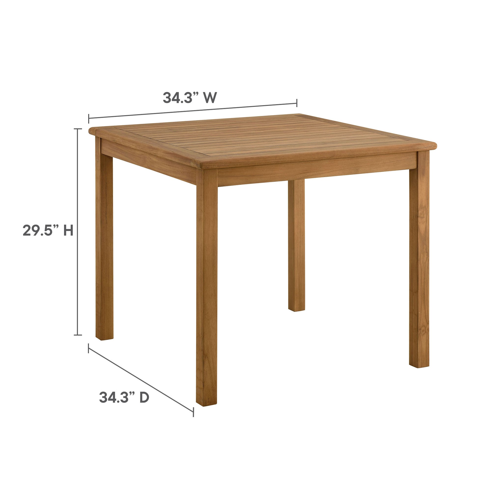 Vienna 34" Square Outdoor Patio Teak Wood Dining Table by Modway | Dining Tables | Modishstore - 9
