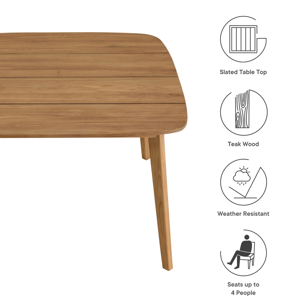 Vienna 46" Square Outdoor Patio Teak Wood Dining Table by Modway | Dining Tables | Modishstore - 8