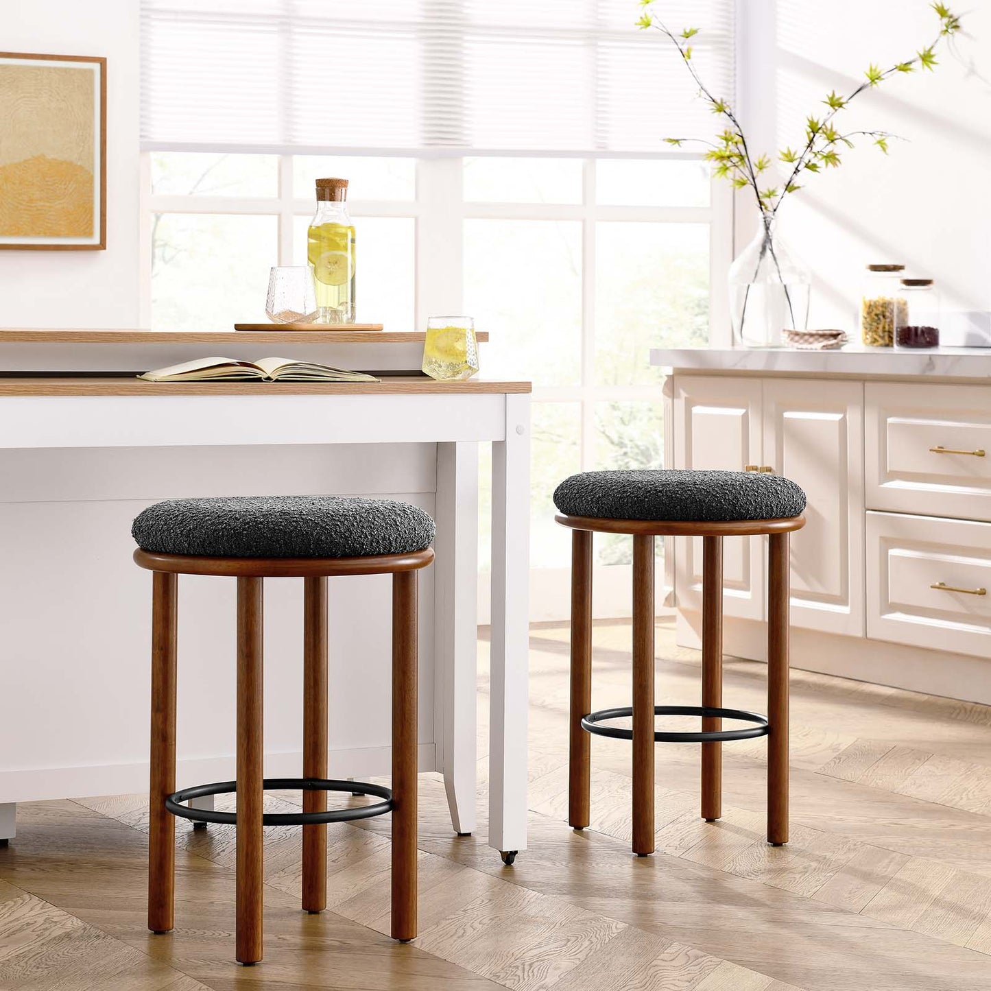 Fable Boucle Fabric Counter Stools - Set of 2 By Modway - EEI-6818 | Bar Stools | Modishstore - 16