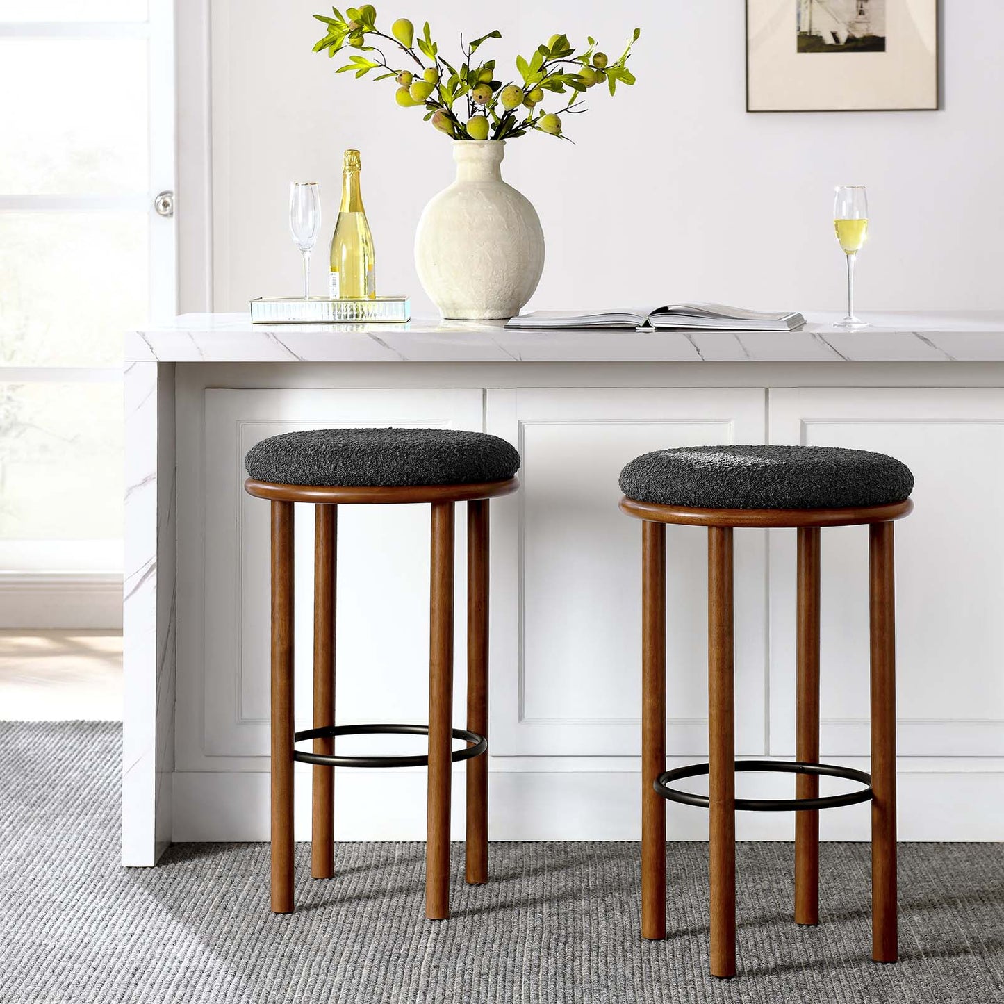 Fable Boucle Fabric Bar Stools - Set of 2 By Modway - EEI-6819 | Bar Stools | Modishstore - 16