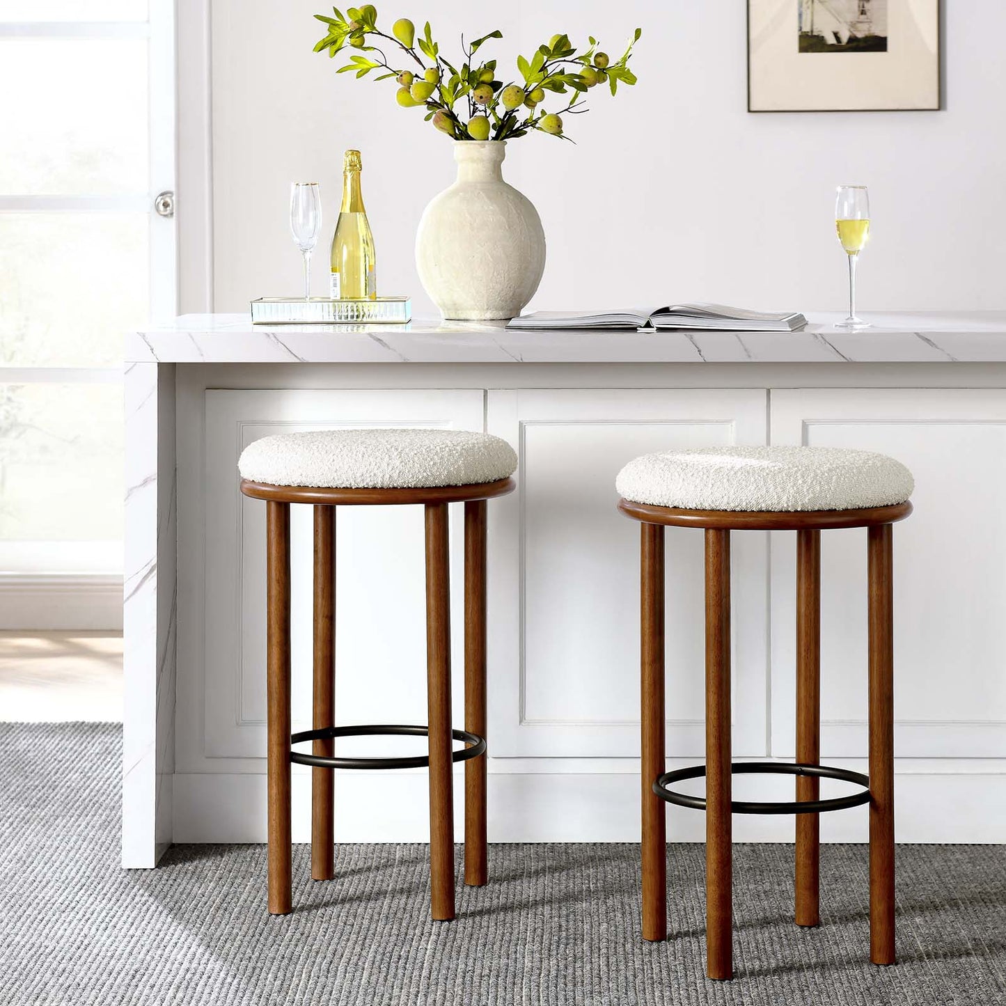 Fable Boucle Fabric Bar Stools - Set of 2 By Modway - EEI-6819 | Bar Stools | Modishstore - 24